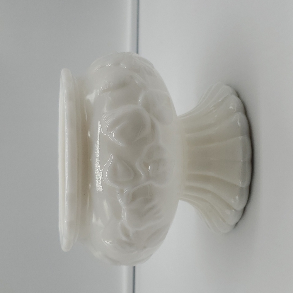 Milk glass footed flower pot